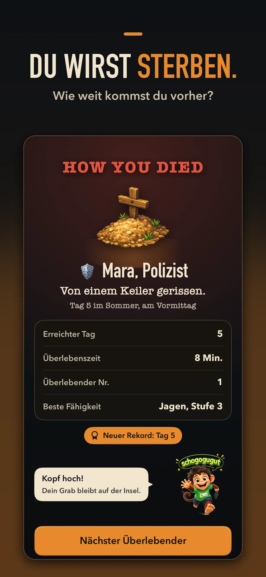 Castout: Der Rückblick "How You Died" zeigt Todesursache, Tag und einen neuen Rekord. Überschrift: Du wirst sterben.